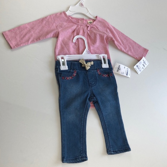 pink sparkle onesie & embroidery jean bundle - Picture 2 of 6